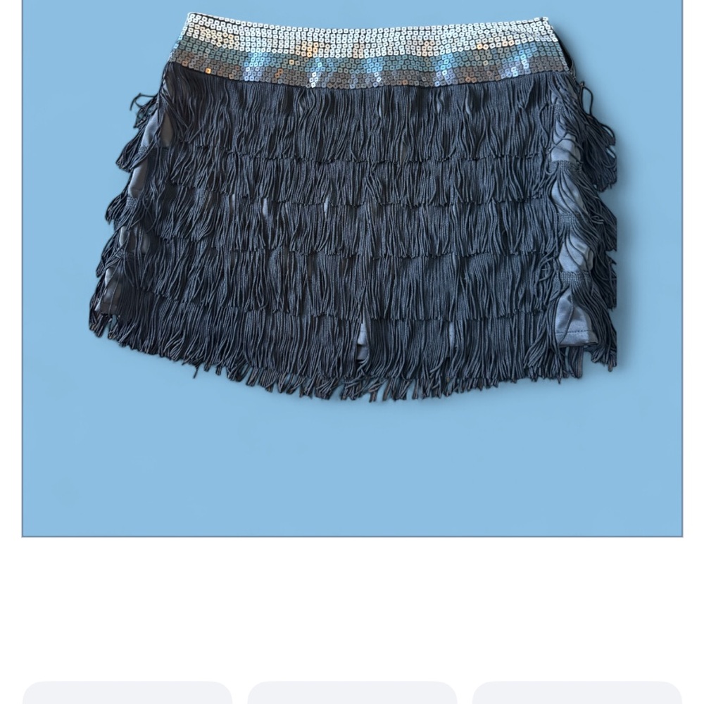 DO+BE Black Fringe Mini Skirt with Sequins accents.